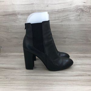 Sam Edelman Ankle Boots Womens 8.5 Case Chelsea Black Leather Slip On Heel Booti